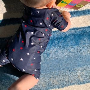 Blue stars one piece zippered baby swim suit